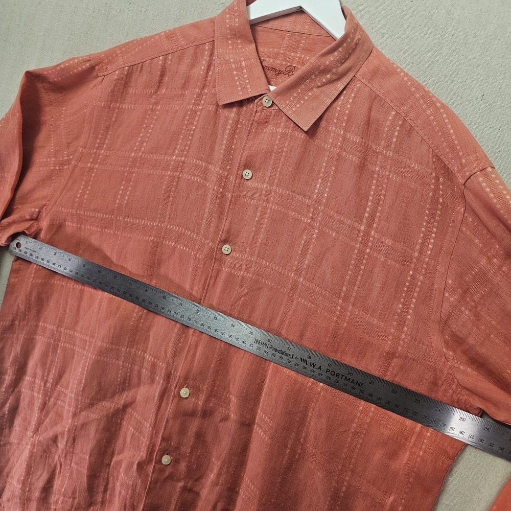 TOMMY BAHAMA Corsica Stitched Plaid Men's XL Orange Button Up 100% Linen T31947 - Picture 4 of 9